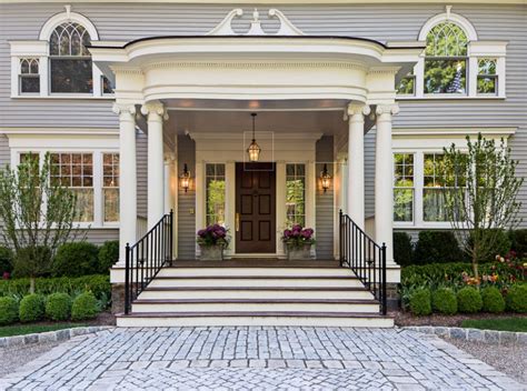 Massive and grand, this expansive portico creates a stately welcome for ...