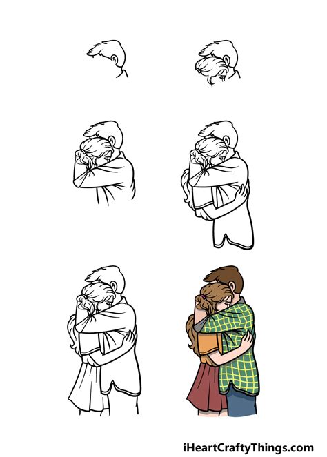 Two People Hugging Drawing