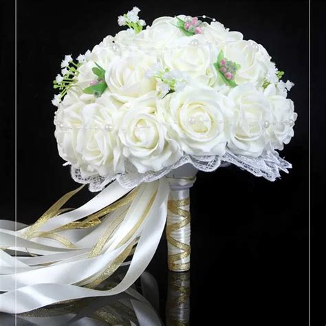 New Arrival Wedding Decoration Artificial Flower Wedding Bouquets Colorful Pom Pom Flores Long ...