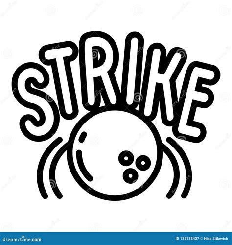 Bowling Strike Icon, Outline Style Stock Vector - Illustration of cover, competition: 135133437