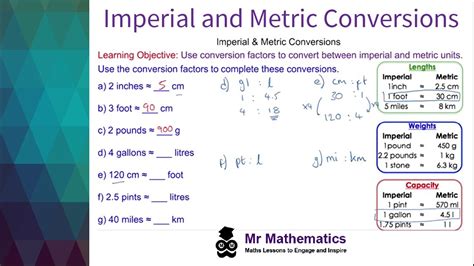 Imperial to Metric Conversions- Mr Mathematics - YouTube