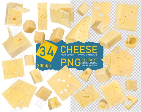 Clipart of Cheese Slices in PNG Format, Cut Out on a Transparent Background. 34 PNG Overlays ...