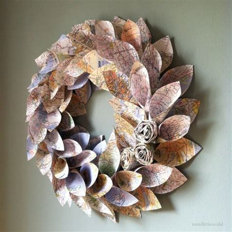 Items similar to map wreath - newspaper wreath - tutorial - fall wreath ...