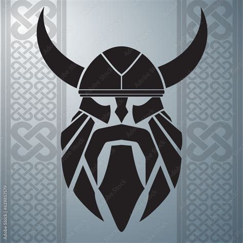 Dwarf warrior head with helmet logo. Stencil style. Vector illustration Stock Vector | Adobe Stock