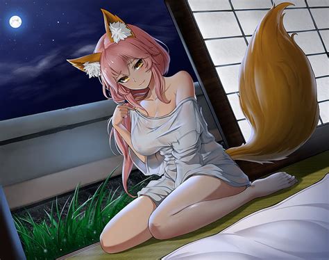 HD wallpaper: Tamamo no Mae (fate/grand order), animal ears, barefoot, bed | Wallpaper Flare