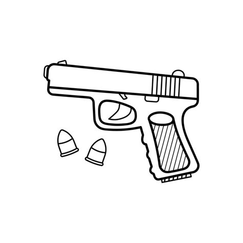 Hand drawn Kids drawing Cartoon Vector illustration Bullets, gun ...