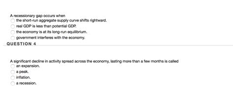 Solved A recessionary gap occurs when the short-run | Chegg.com