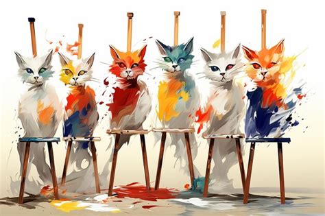 Premium AI Image | flat design of a animals holding paintbrushes ...