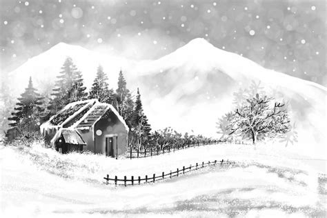 Free Vector | Fantastic winter landscape with house in snowy mountains ...