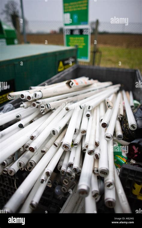 Fluorescent tubes at a recycling centre, UK Stock Photo - Alamy