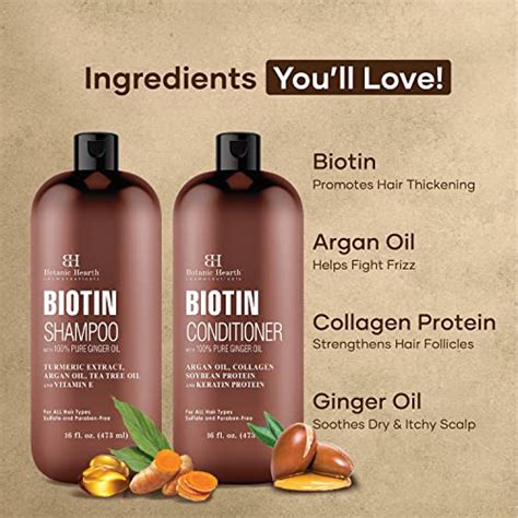 BOTANIC HEARTH Biotin Shampoo and Conditioner Set - with Ginger Oil ...