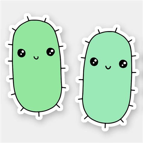 Sticker featuring two cute, kawaii style E. coli (Escherichia coli ...