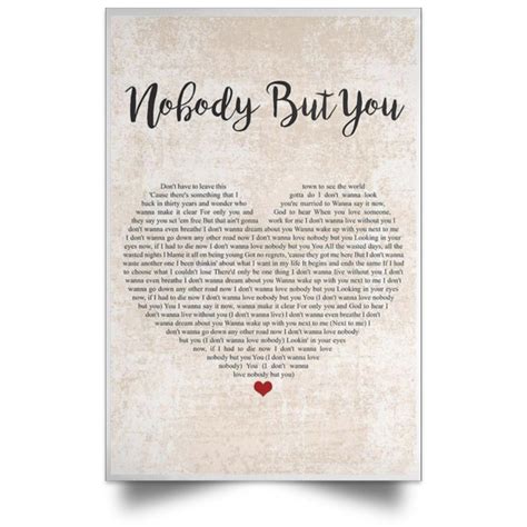 Nobody But You Lyrics By Blake Shelton Vertical Poster Pospo Satin ...