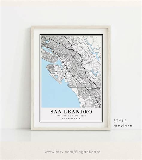 San Leandro California Map San Leandro CA Map San Leandro | Etsy