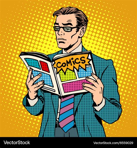 Man reads comic book Royalty Free Vector Image