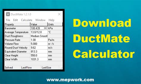 Download DuctMate Calculator Software for Duct Design