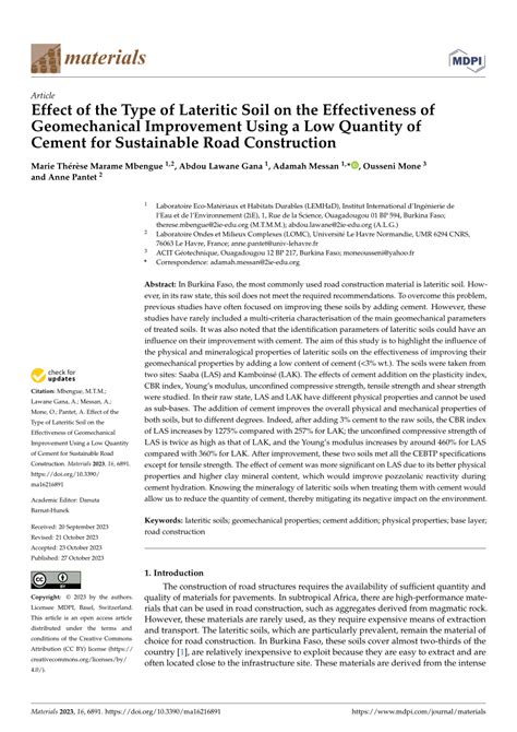 (PDF) Effect of the Type of Lateritic Soil on the Effectiveness of Geomechanical Improvement ...