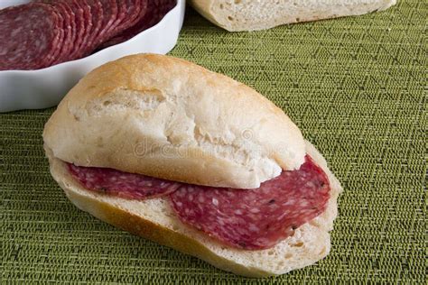 Sandwich salami sausages stock photo. Image of sandwiches - 53747960