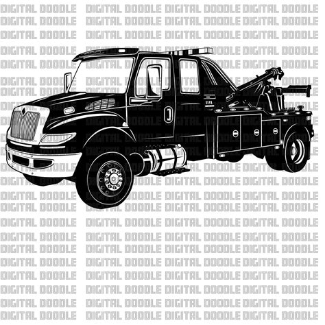 International Tow Truck SVG Rollback SVG Wrecker Vector Clip Art ...