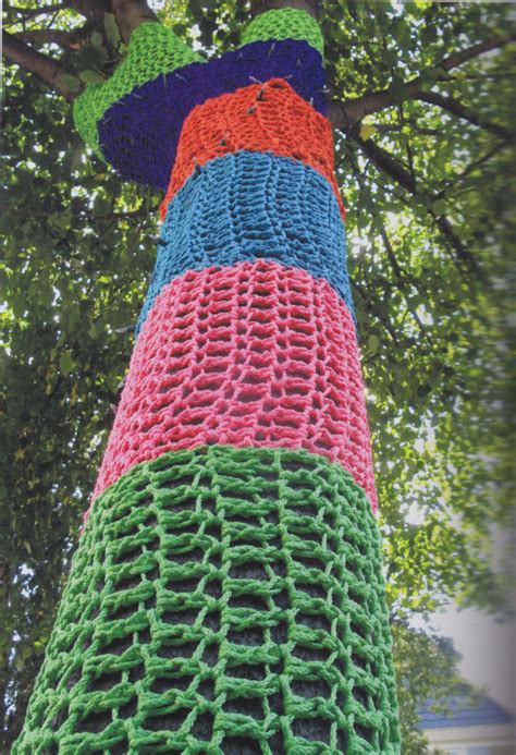 yarn bombed tree