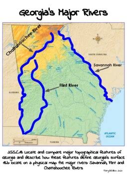 Georgia Major Rivers Map - PDF FORMAT by Fairydiddles | TpT