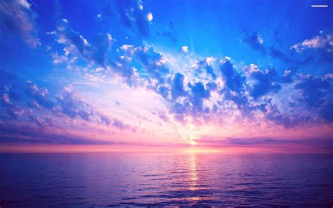 Beautiful pink sky above the ocean wallpaper | Sunrise pictures ...