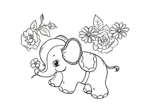 Cute Elephant Coloring Page