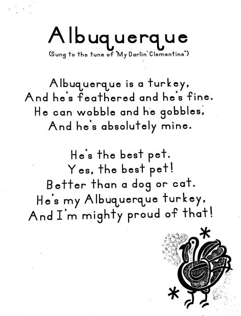 Albuquerque Turkey Poem for Holiday Classrooms