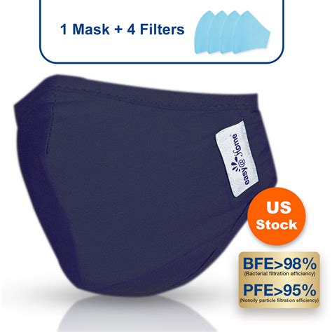 Premium Reusable Face Mask with 4 Filters, Washable Cloth Respirator P