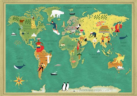 Illustrated map of the world on Behance