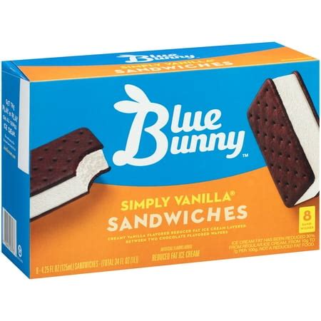 Blue Bunny Simply Vanilla Ice Cream Sandwiches 4.25 fl. oz. Sandwiches ...