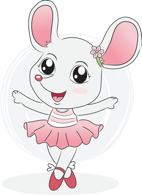 Lovely Dancing Mouse Girl Cartoon Colored | Baby cartoon, Pet mice ...