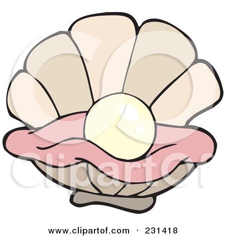 Royalty-Free (RF) Clipart Illustration of a Pink Oyster With A White Pearl by visekart #231418