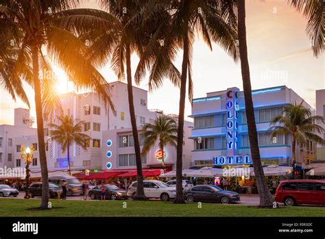 Miami, Ocean Drive at Night Stock Photo - Alamy