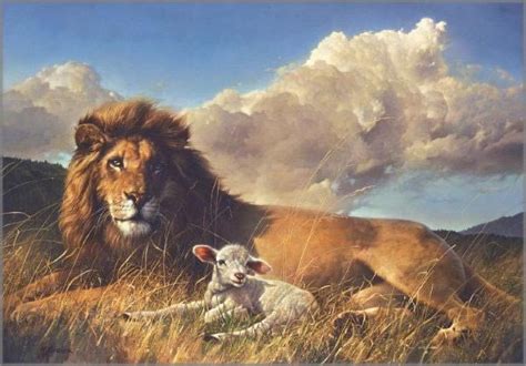 Lion Lamb Painting at PaintingValley.com | Explore collection of Lion ...