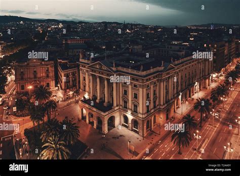 Aerial view of Barcelona in Spain at night Stock Photo - Alamy