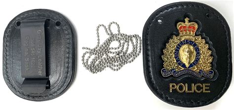 RCMP Crest Badge Carrier # 2--INCLUDES Badge – Gray Jay Leather