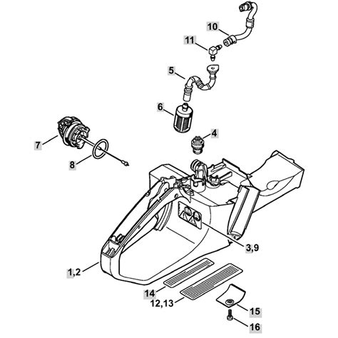 Stihl MS 362 Chainsaw (MS362 & C) Parts Diagram, Tank Housing