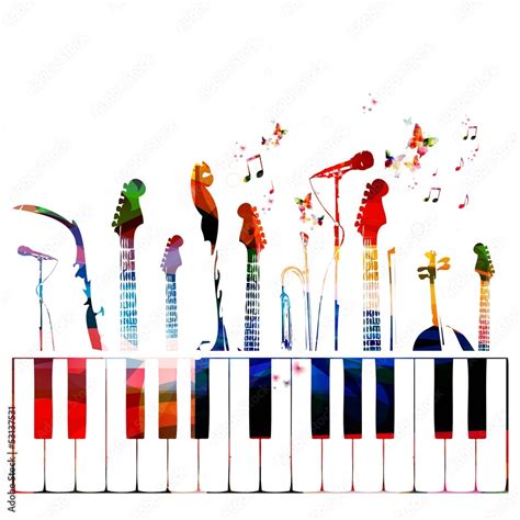 colorful music instruments background Wall Mural | WallsHeaven | abstract