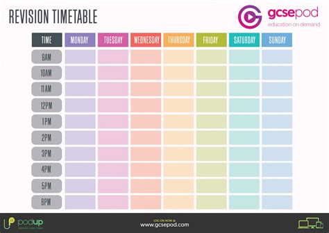 Student Resources | Gcsepod for Blank Revision Timetable Template ...