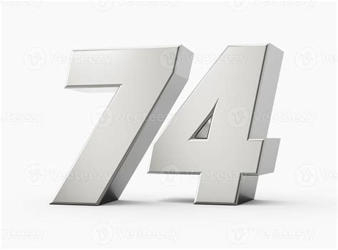 Silver 3d numbers 74 Seventy Four. Isolated white background 3d ...