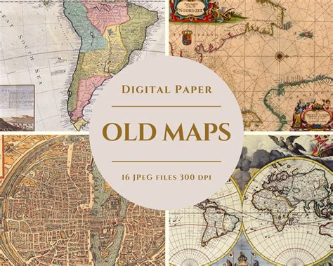 Old Maps Digital Paper, Globe Background, Printable Old Charts, Vintage ...