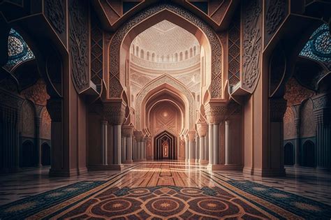 Premium Photo | Beautiful interior in the landscape of the mosque ...