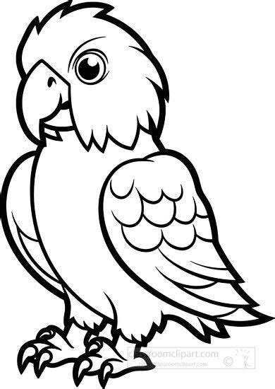 Animal Outline Clipart-parrot with many feathers black outline