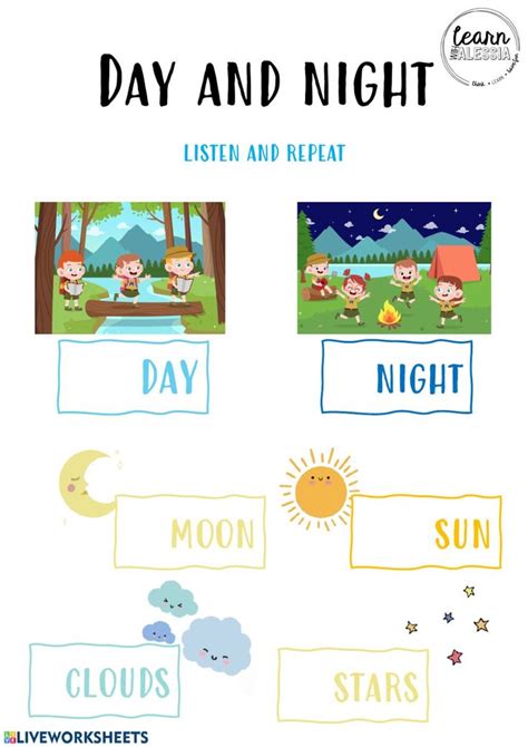 Day And Night Worksheet – E Street Light