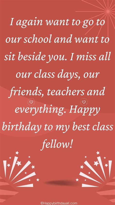 Unique happy birthday wishes and messages for classmate and school ...