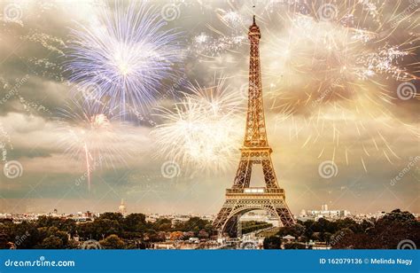 Fireworks Over Eiffel Tower New Year Destination Stock Photo - Image of ...