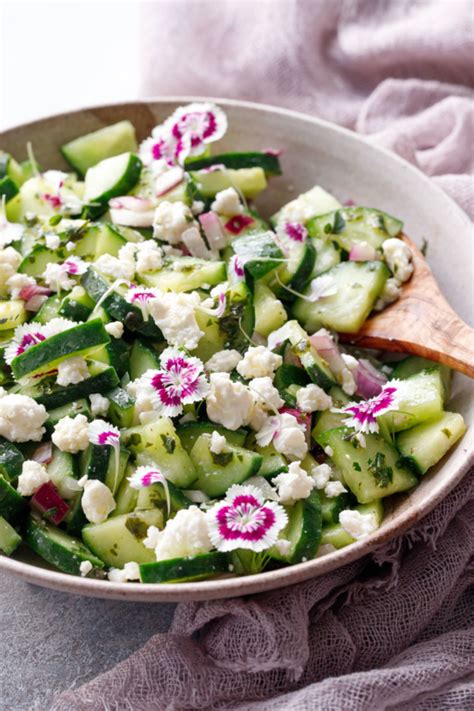 Cucumber & Feta Salad with Herb Vinaigrette | Love and Olive Oil