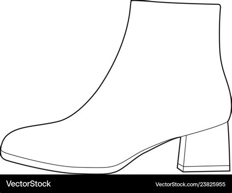 Boots shoes fashion flat technical drawing Vector Image