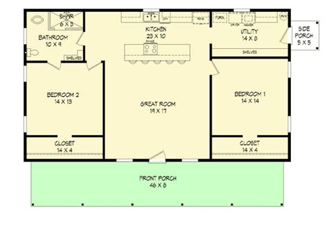 Rustic Two Bedroom Ranch House Plan - 68442VR | Architectural Designs ...